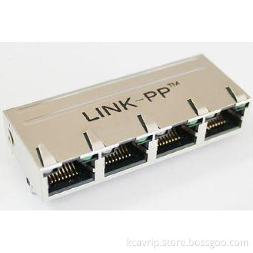 Multi Pin Multi-port RJ45 Modular Jacks Right Angle 1 x 4 P